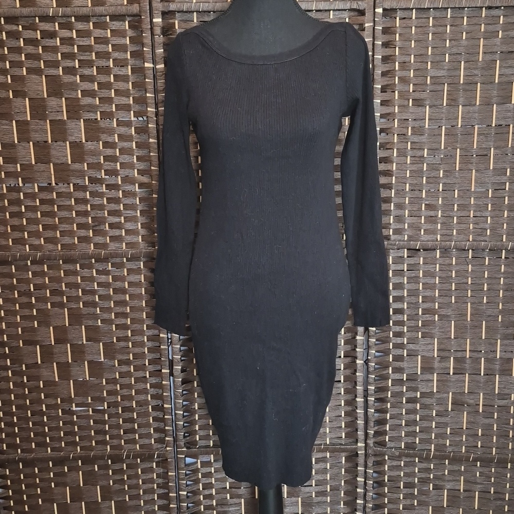 James Perse Classic Black Long Sleeve Dress